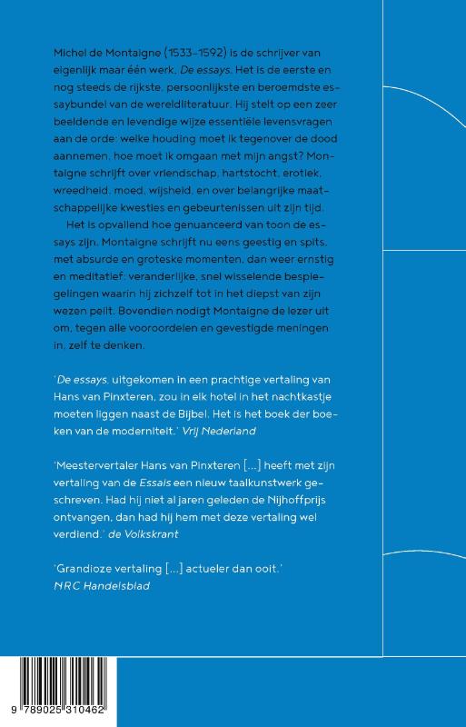Achterkant van De essays
