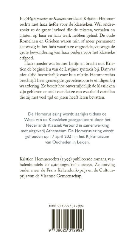 Achterkant van Mijn moeder de Romein