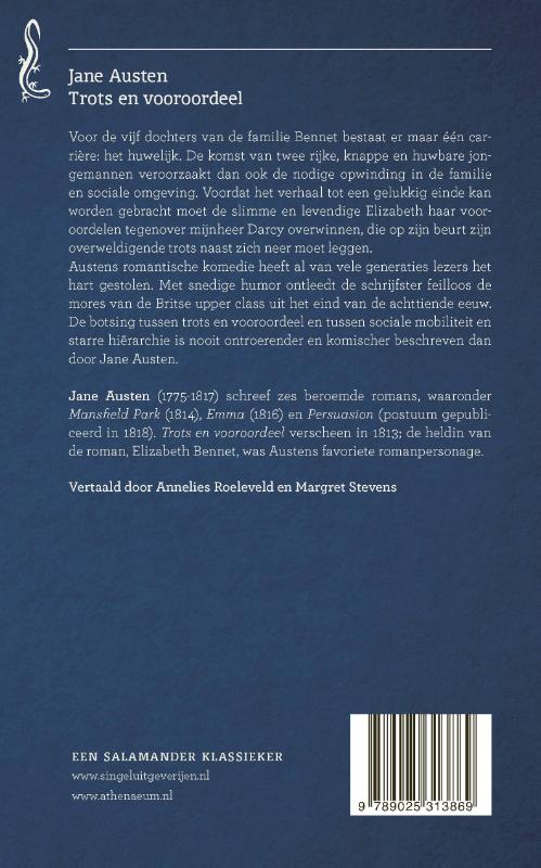 Achterkant van Trots en vooroordeel