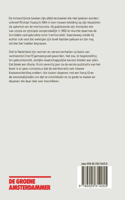 Achterkant van De opkomst van de meritocratie