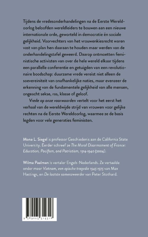 Achterkant van Vrede op onze voorwaarden