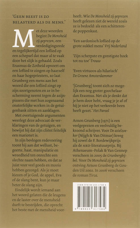 Achterkant van De Mensheid zij geprezen