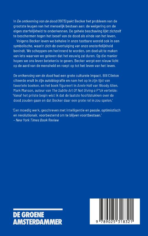 Achterkant van De ontkenning van de dood