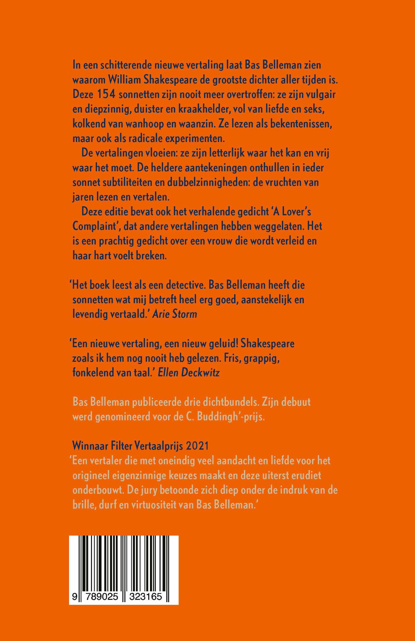 Achterkant van Shakespeares sonnetten