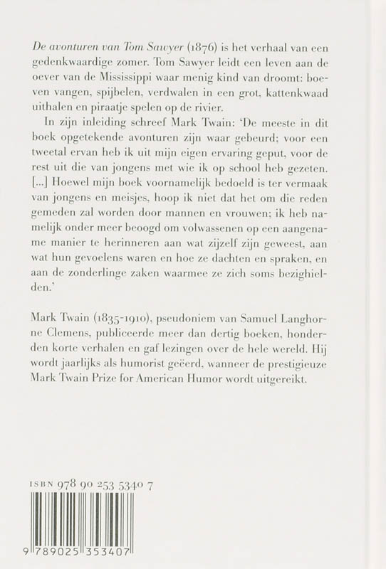 Achterkant van De avonturen van Tom Sawyer