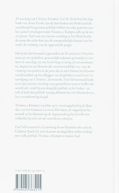 Achterkant van De navolging van Christus