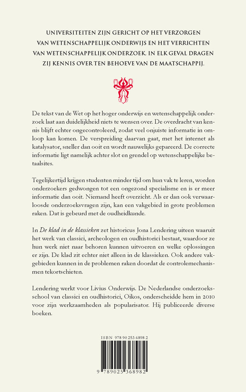 Achterkant van De klad in de klassieken