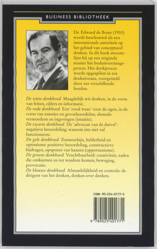 Achterkant van Zes denkende hoofddeksels