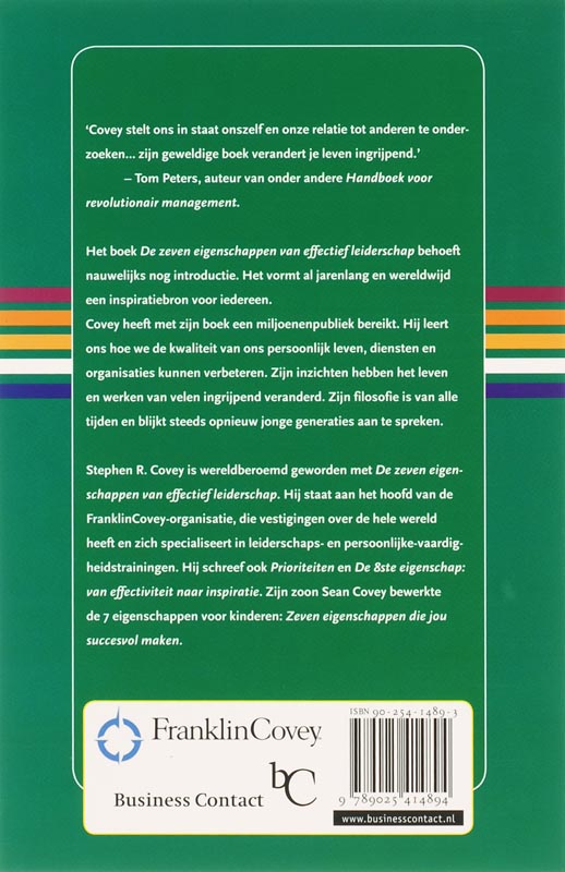 Achterkant van De zeven eigenschappen van effectief leiderschap