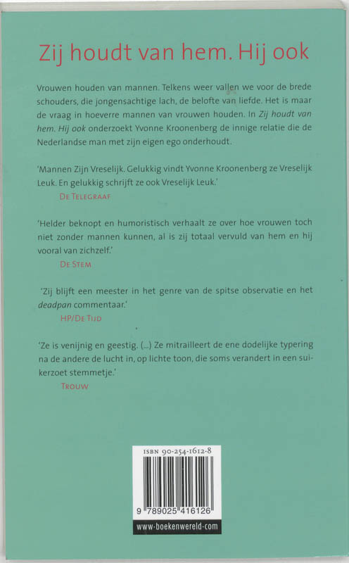 Achterkant van Zij houdt van hem. Hij ook