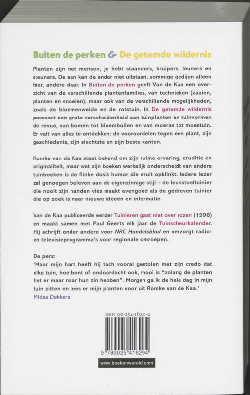 Achterkant van Buiten de perken & De getemde wildernis