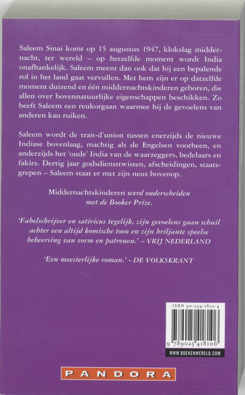 Achterkant van Middernachtskinderen