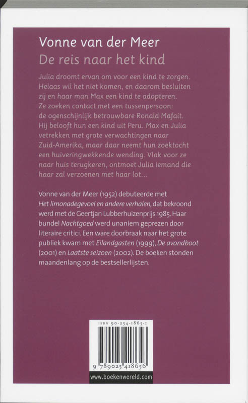 Achterkant van De reis naar het kind