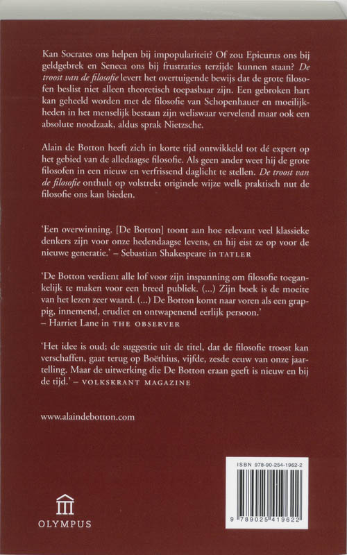 Achterkant van De troost van de filosofie
