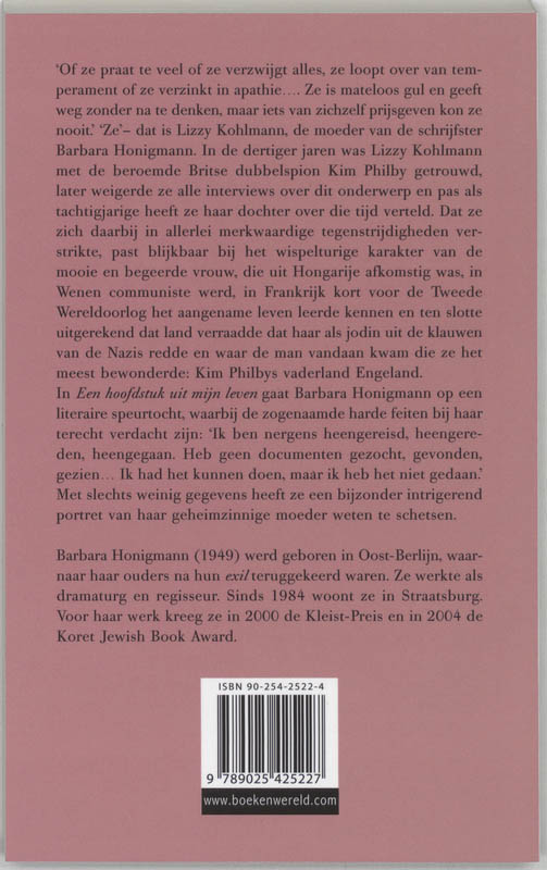 Achterkant van Een hoofdstuk uit mijn leven