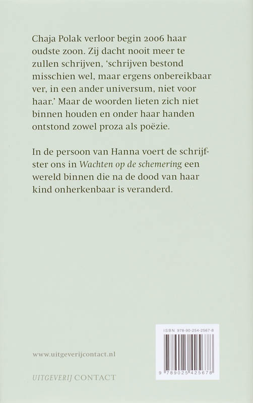 Achterkant van Wachten op de schemering