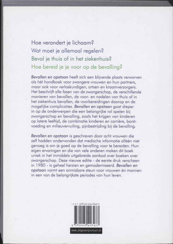Achterkant van Bevallen en opstaan