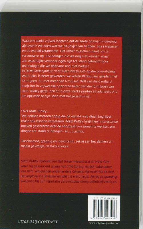 Achterkant van De rationele optimist