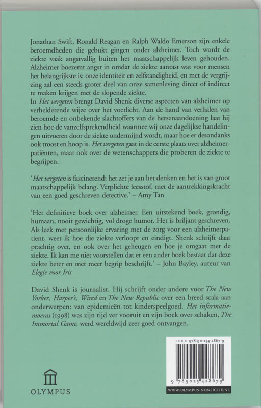 Achterkant van Het vergeten