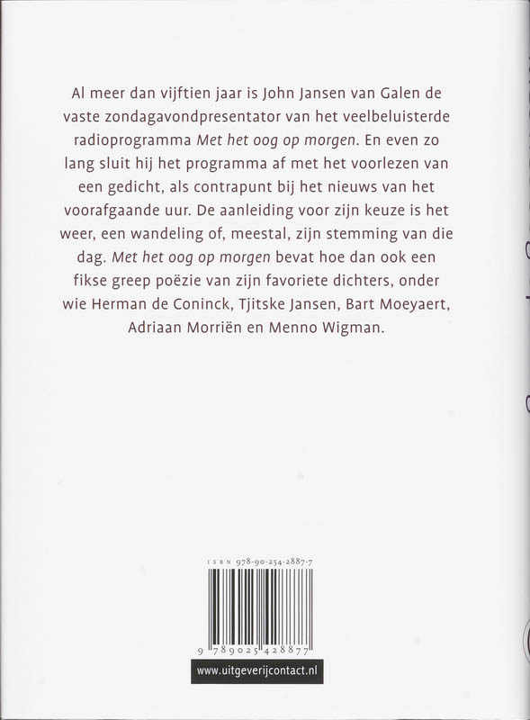Achterkant van Met het oog op morgen