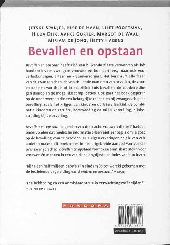 Achterkant van Bevallen en opstaan