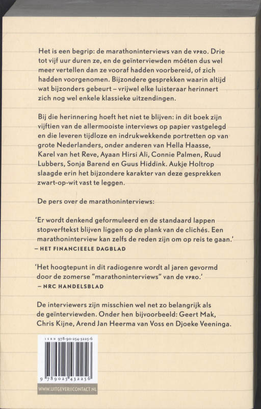 Achterkant van Het grote marathon interview boek