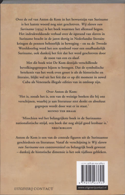 Achterkant van Wij slaven van Suriname