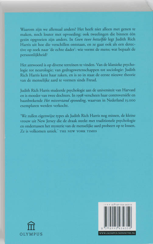 Achterkant van Geen twee hetzelfde