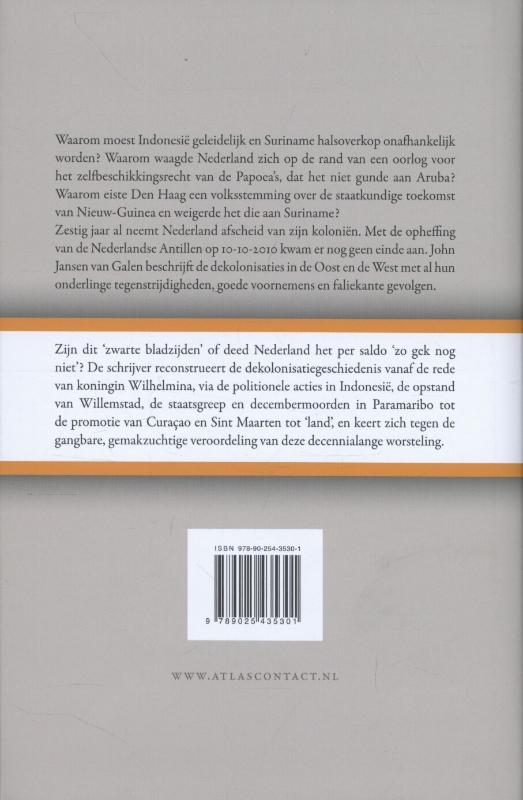 Achterkant van Afscheid van de kolonien