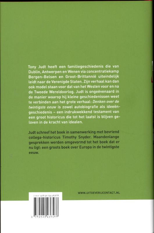 Achterkant van Denken over de twintigste eeuw