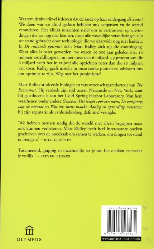 Achterkant van De rationele optimist