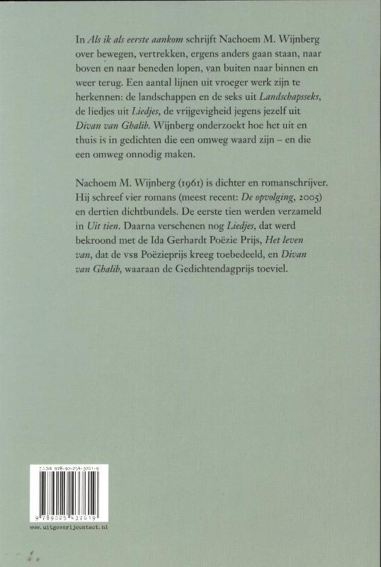 Achterkant van Als ik als eerste aankom