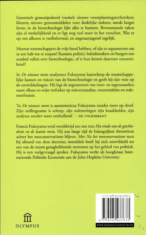 Achterkant van De nieuwe mens