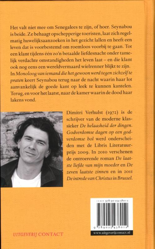 Achterkant van Monoloog van iemand die het gewoon werd tegen zichzelf te praten