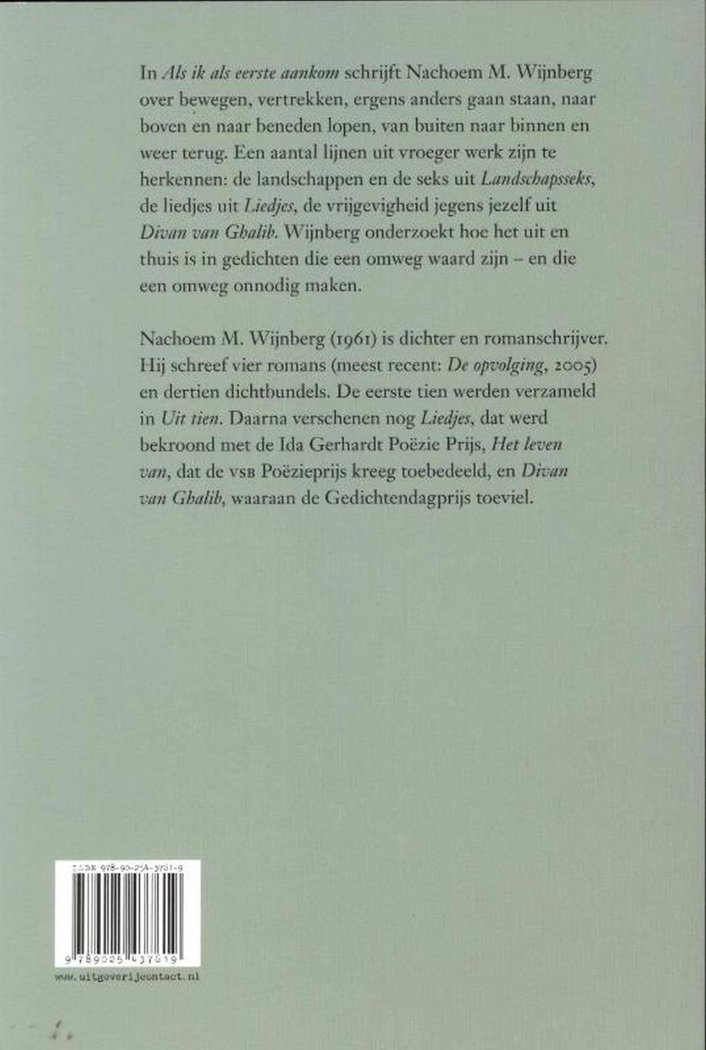 Achterkant van Als ik als eerste aankom