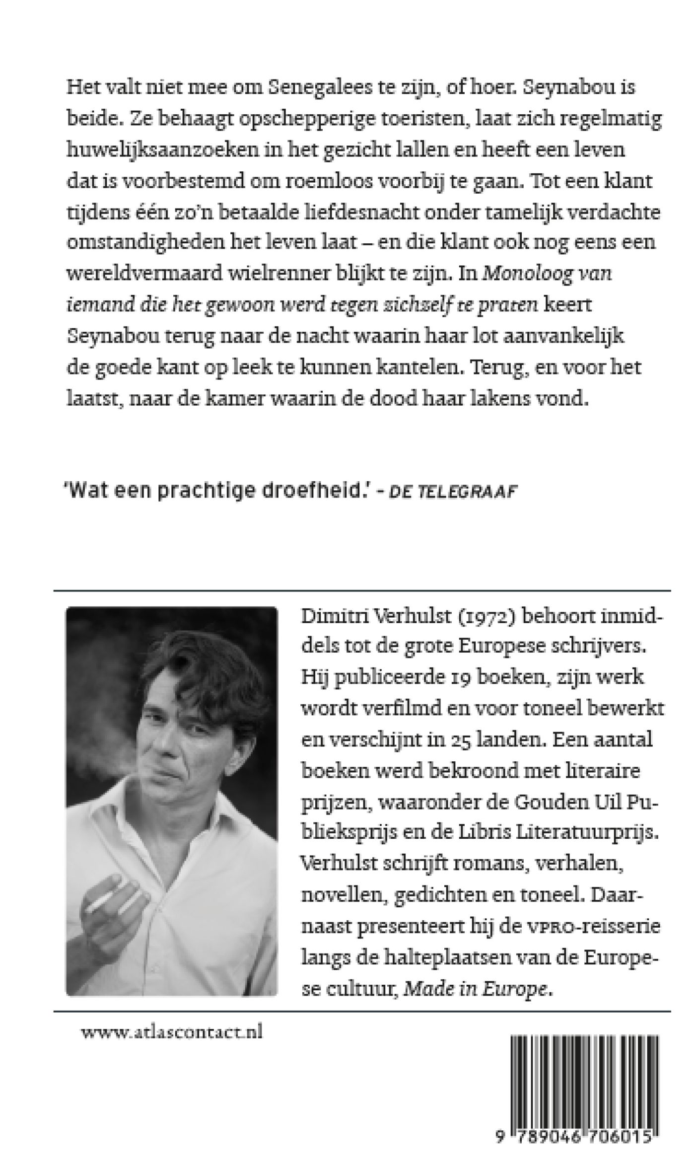 Achterkant van Monoloog van iemand die het gewoon werd tegen zichzelf te praten