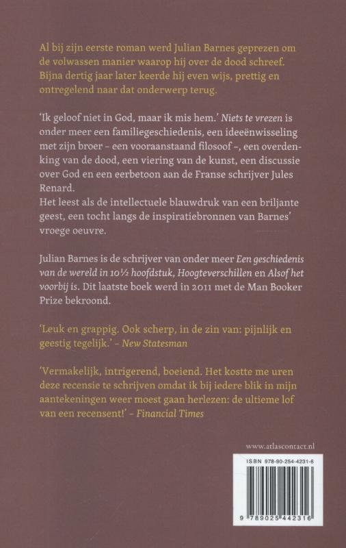 Achterkant van Niets te vrezen