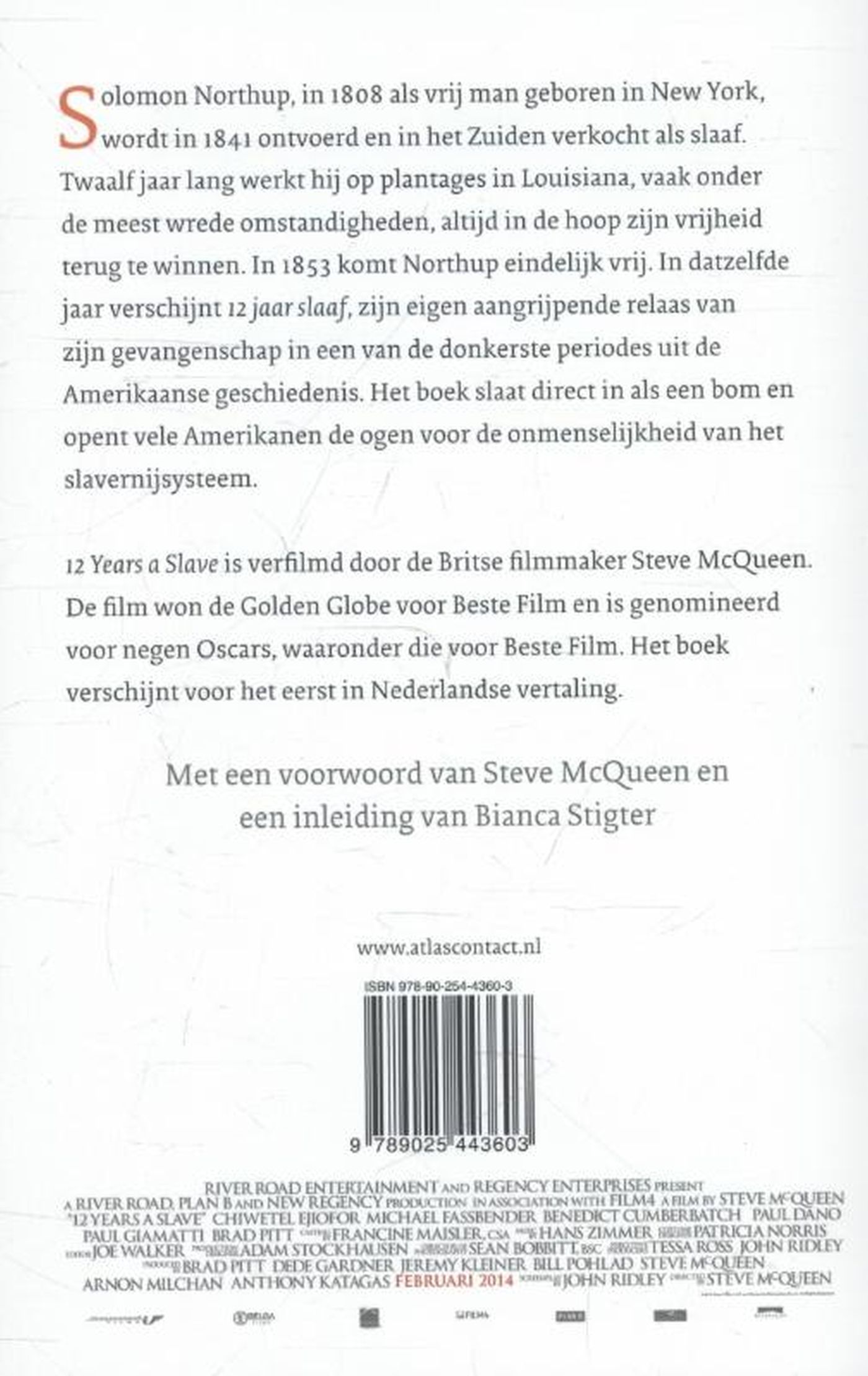 Achterkant van 12 jaar slaaf