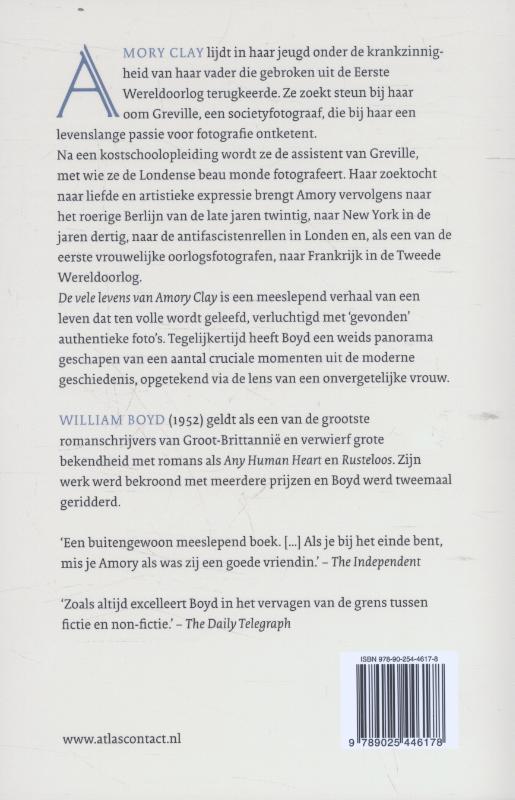 Achterkant van De vele levens van Amory Clay