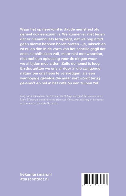 Achterkant van Het tegenovergestelde van een mens
