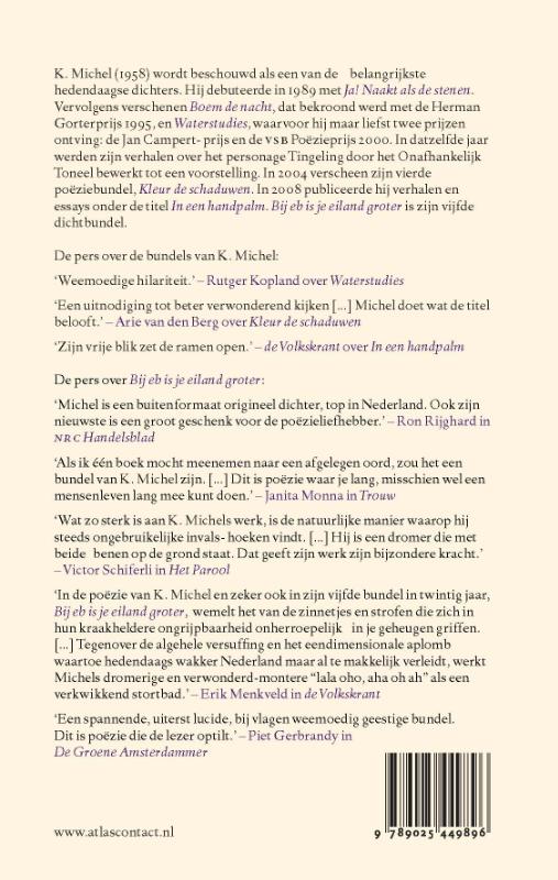 Achterkant van Bij eb is je eiland groter