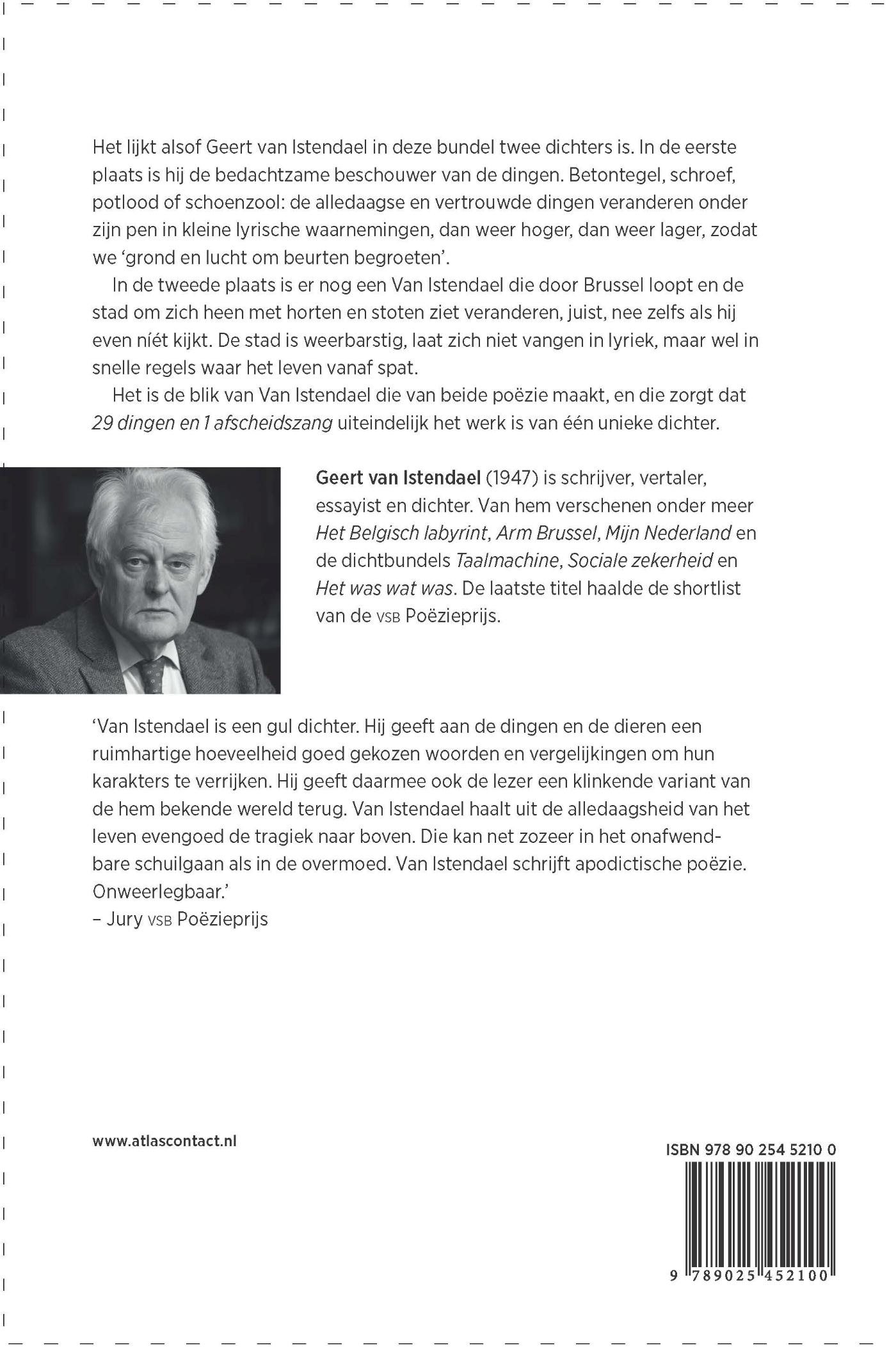Achterkant van Negenentwintig dingen en één afscheidszang