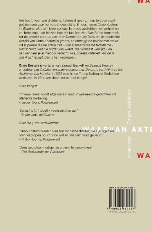 Achterkant van Waarvan akte