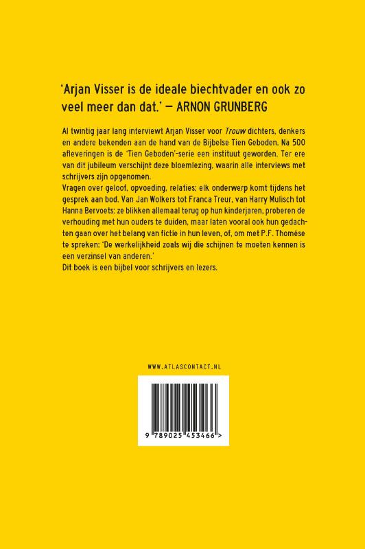 Achterkant van 1 interviewer-10 geboden-100 schrijvers