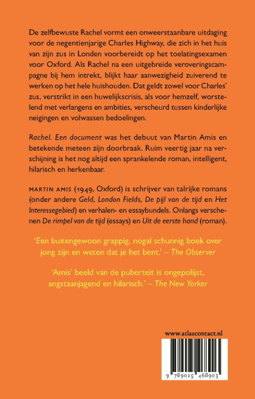 Achterkant van Rachel, een document