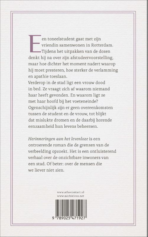 Achterkant van Herinneringen aan het levenloze