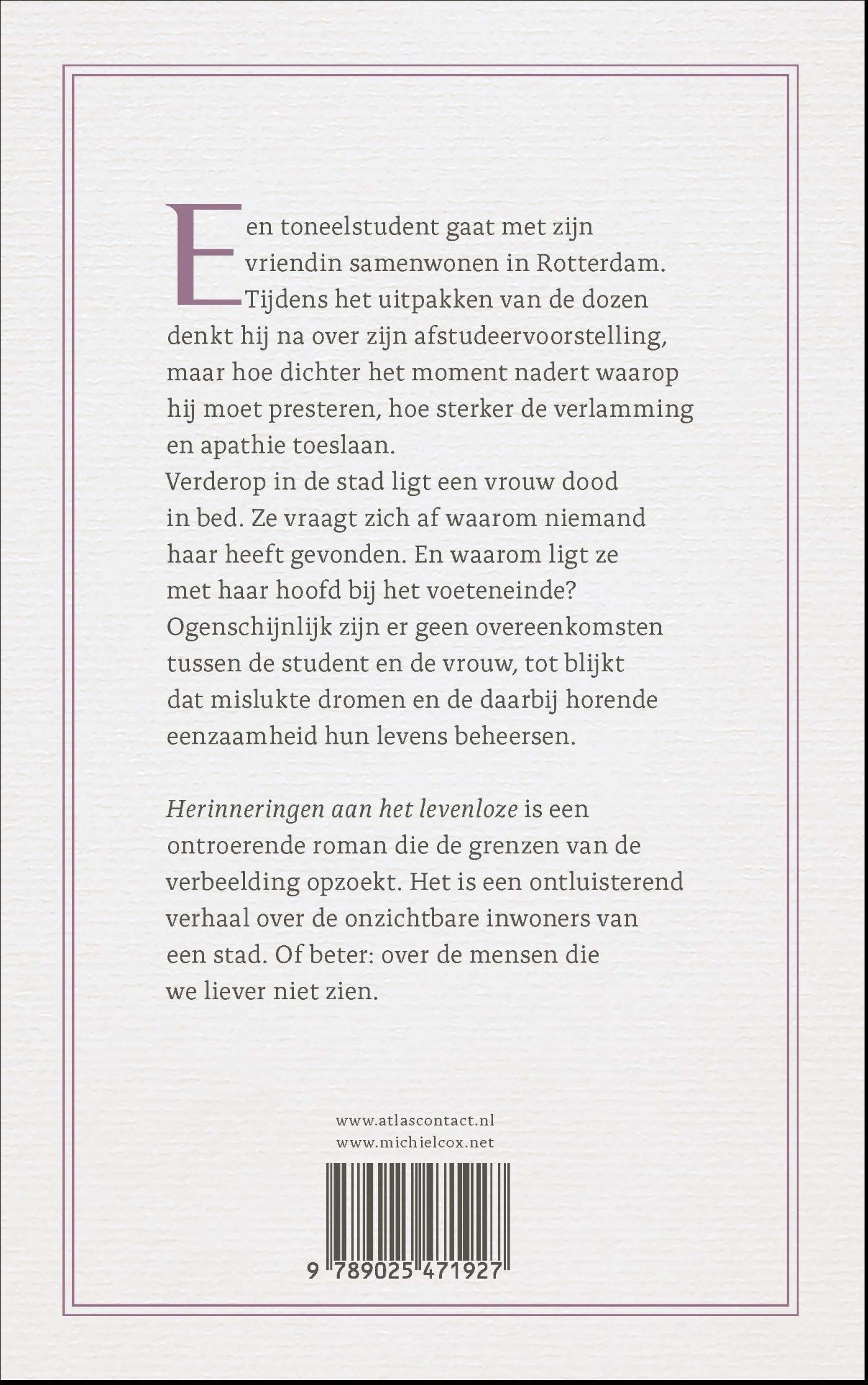 Achterkant van Herinneringen aan het levenloze