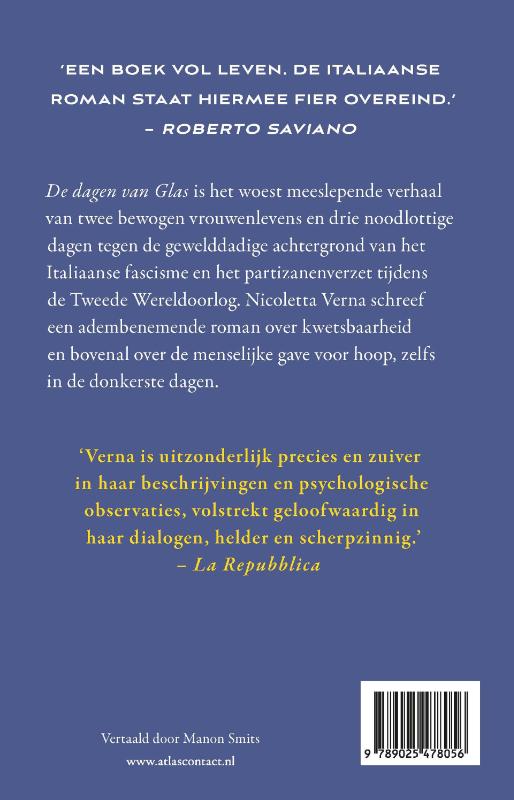 Achterkant van De dagen van Glas