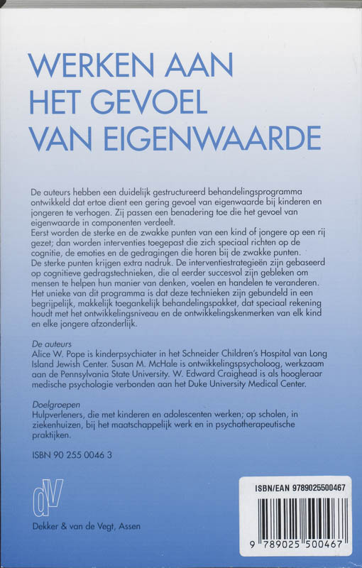Achterkant van Werken aan het gevoel van eigenwaarde