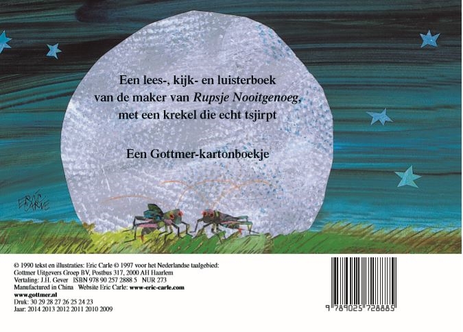 Achterkant van De krekel die niet tsjirpen kon